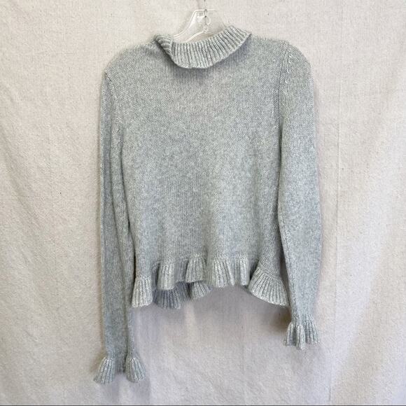 Y2K DressBarn gray metallic ruffle lightweight cardigan size small - Picture 11 of 14